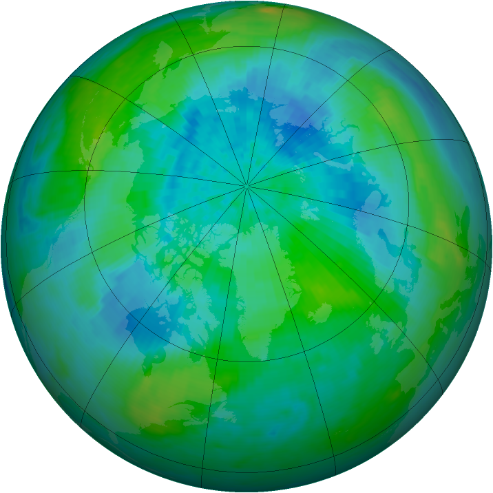 Arctic ozone map for 17 September 1990